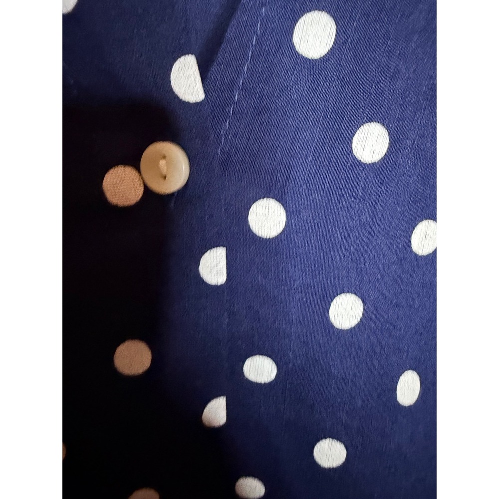 Old Navy Navy Blue White Polka Dot Sleeveless Button Down Blouse Top Medium Tall - Picture 3 of 5
